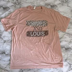 Blush pink Leopard and Louis graphic t-shirt.